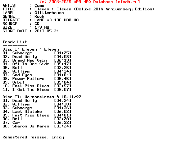 Come-Eleven_Eleven-(DELUXE_20TH_ANNIVERSARY_EDITION)-2013