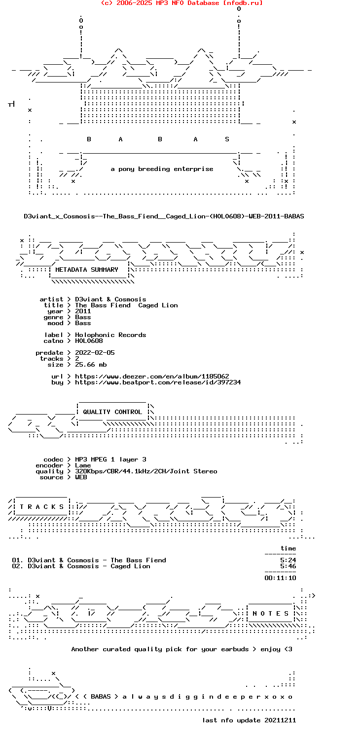 D3Viant_X_Cosmosis--The_Bass_Fiend__Caged_Lion-(HOLO608)-WEB-2011-BABAS