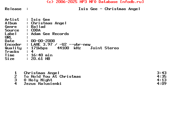 Isis_Gee-Christmas_Angel-Mag_CD-2008