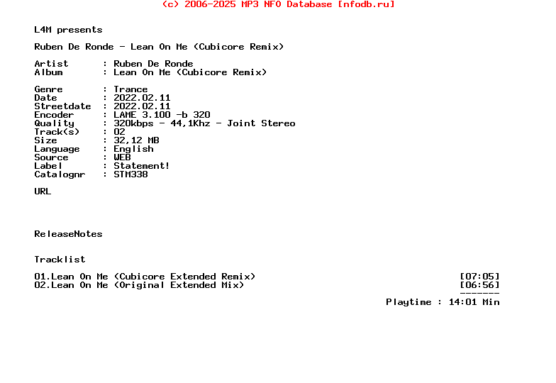 Ruben_De_Ronde_-_Lean_On_Me_(CUBICORE_REMIX)-(STM338)-WEB-2022