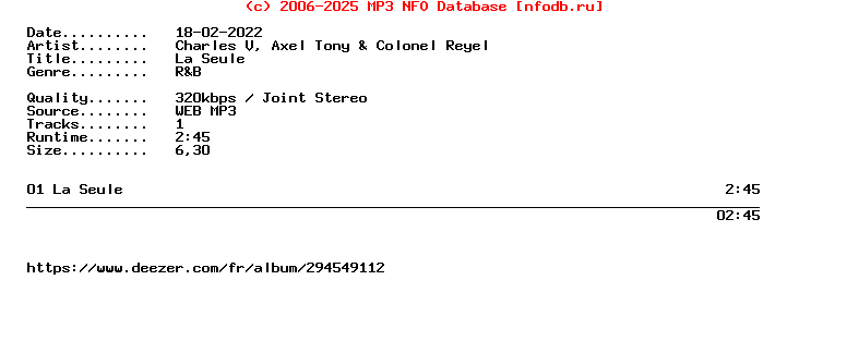 Charles_V_Axel_Tony_And_Colonel_Reyel-La_Seule-Single-WEB-FR-2022