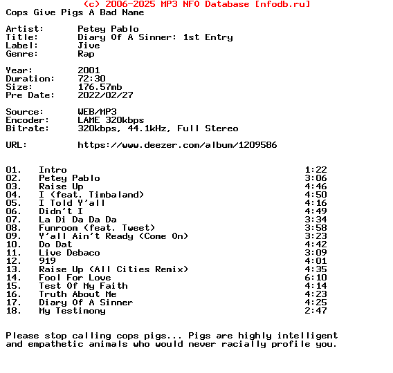 Petey_Pablo-Diary_Of_A_Sinner_1St_Entry-WEB-2001