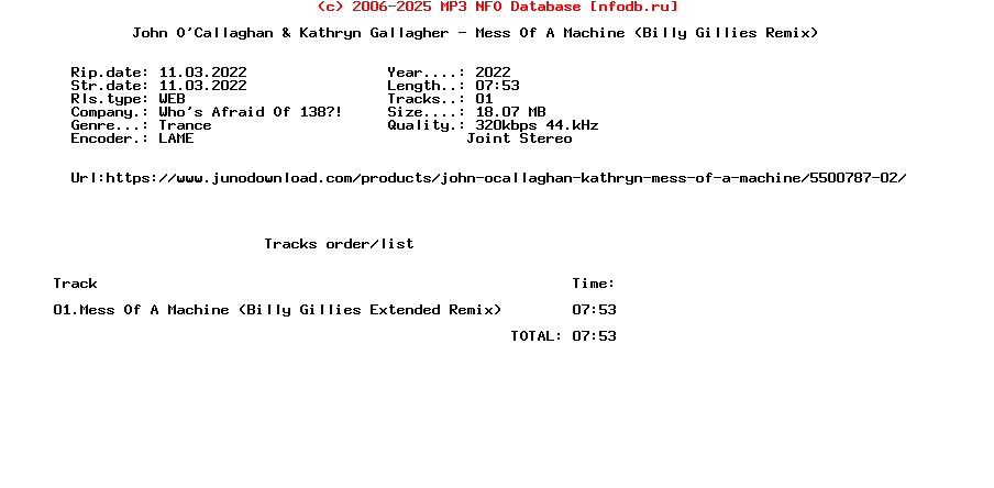 John_Ocallaghan_And_Kathryn_Gallagher_-_Mess_Of_A_Machine_(BILLY_GILLIES_REMIX)-(WAO138348)-Single-WEB-2022