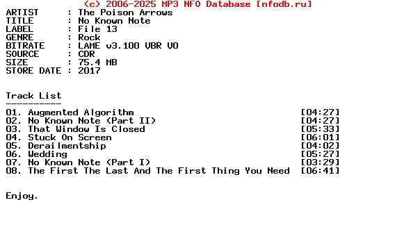 The_Poison_Arrows-No_Known_Note-Promo-CDR-2017