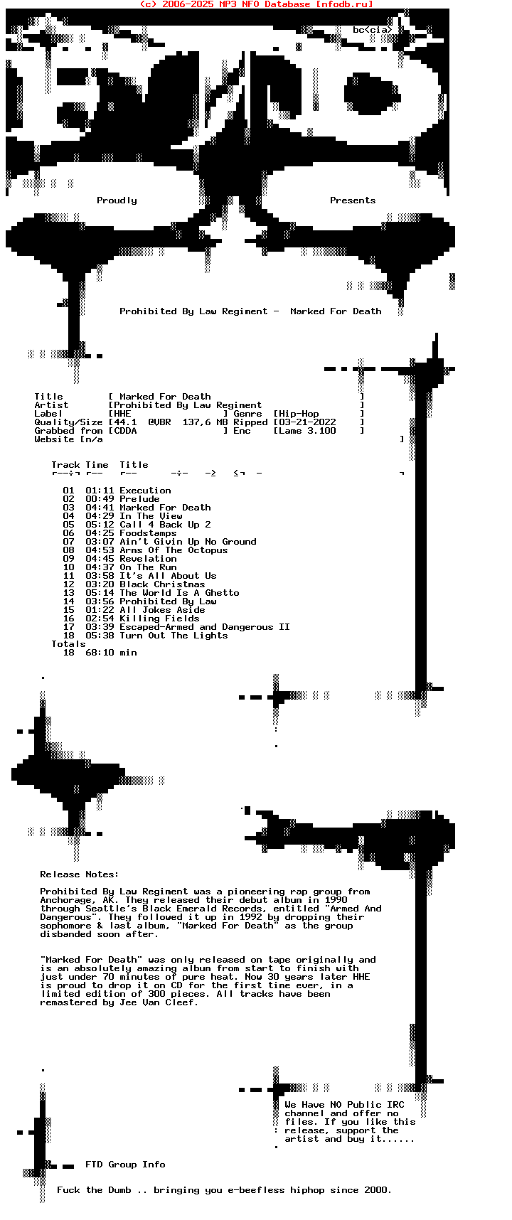 Prohibited_By_Law_Regiment-Marked_For_Death-2022-FTD