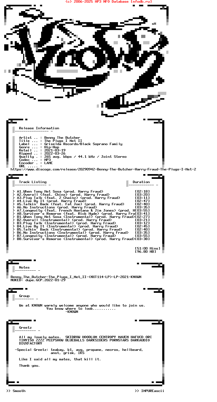 Benny_The_Butcher-The_Plugs_I_Met_Ii-(NXT114-LP)-Lp-2021