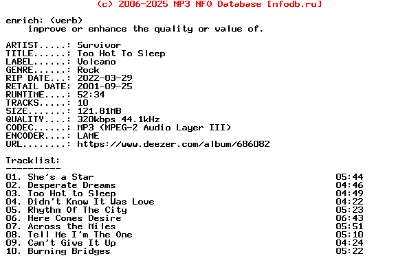 Survivor-Too_Hot_To_Sleep-Reissue-WEB-2001