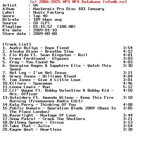 VA-Mastermix_Pro_Disc_103_January-2009