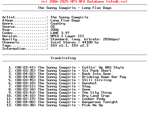 The_Sunny_Cowgirls-Long_Five_Days-2006