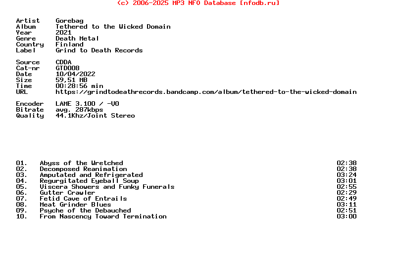 Gorebag-Tethered_To_The_Wicked_Domain-CD-2021