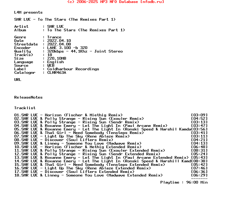 Smr_Lve_-_To_The_Stars_(THE_REMIXES_PART_1)-(CLHR463A)-WEB-2022