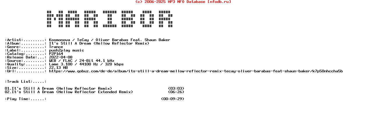 Kosmonova__Tecay__Oliver_Barabas_Ft_Shaun_Baker_-_Its_Still_A_Dream_(MELLOW_REFLECTOR_REMIX)-(P2P164)-WEB-2022-Maribor