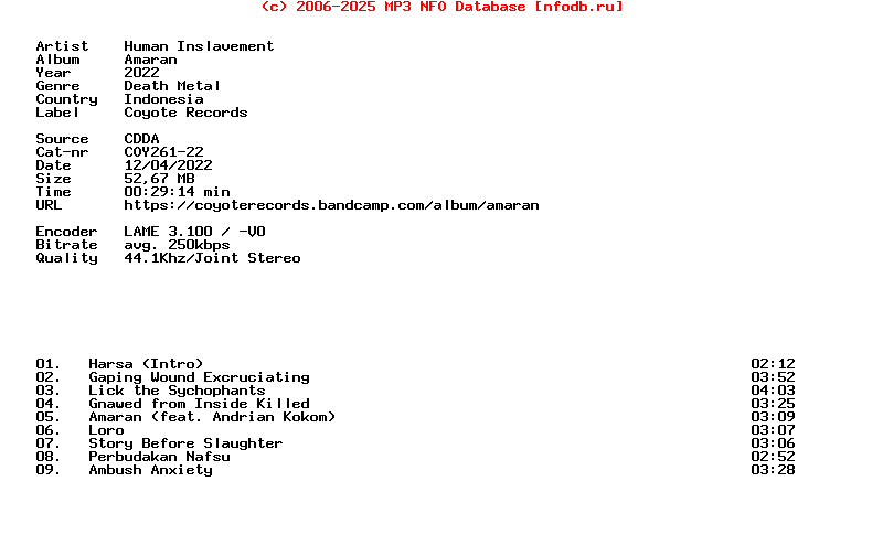 Human_Inslavement-Amaran-CD-2022