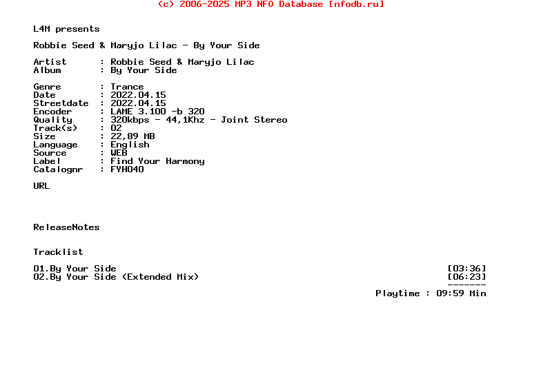 Robbie_Seed_And_Maryjo_Lilac_-_By_Your_Side-(FYH040)-WEB-2022