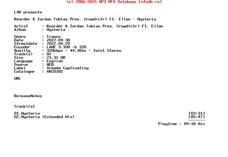 Reorder_And_Jordan_Tobias_Pres._Crowdandctrl_Ft._Ellae_-_Hysteria-(ARCV182)-WEB-2022