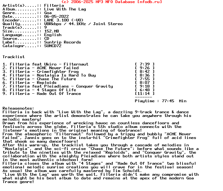 Filteria-Live_With_The_Lag-Suncd72-CD-2022