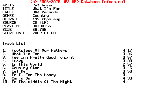 Pat_Green-What_Im_For-2009