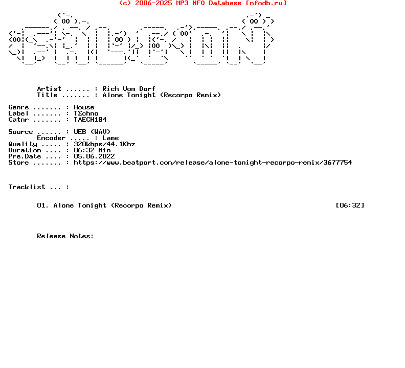 Rich_Vom_Dorf-Alone_Tonight_Recorpo_Remix-(TAECH184)-Single-WEB-2022-FALCON