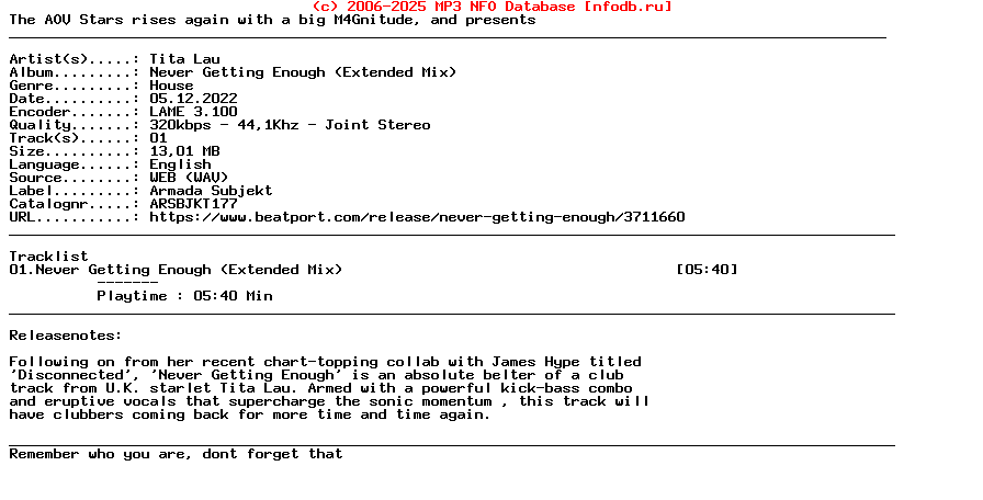 Tita_Lau-Never_Getting_Enough_(EXTENDED_MIX)-(ARSBJKT177)-Single-WEB-2022