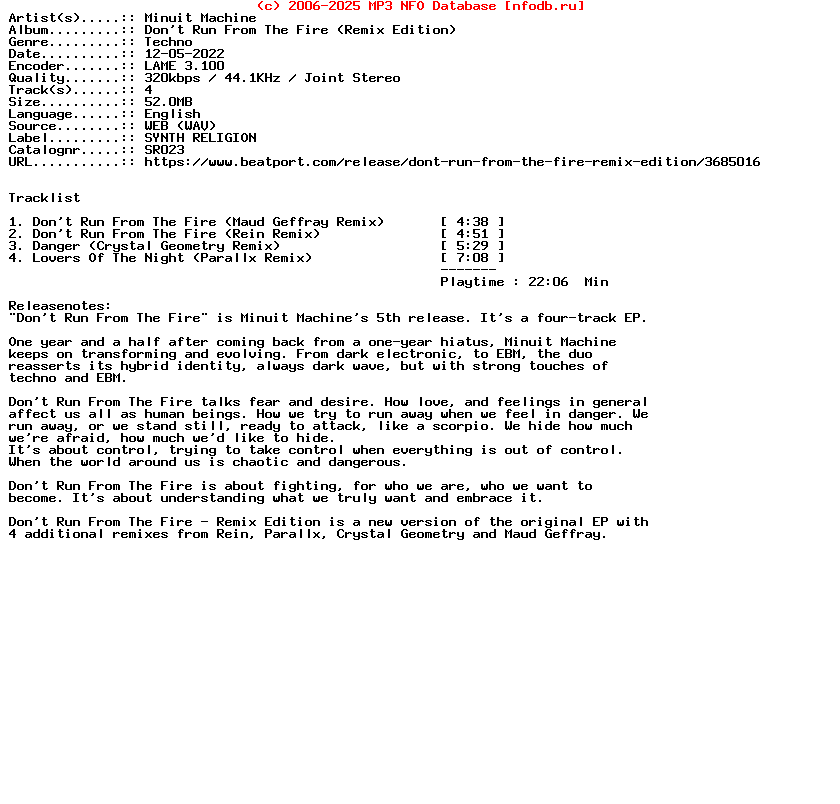 Minuit_Machine-Dont_Run_From_The_Fire__Remix_Edition-Sr023-WEB-2022