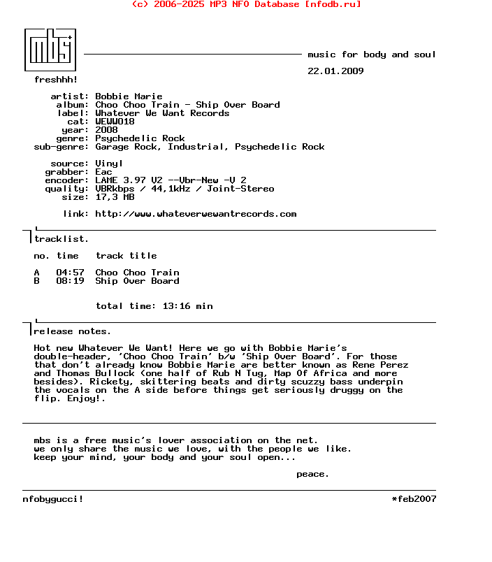 Bobbie_Marie--Choo_Choo_Train__Ship_Over_Board-(WEWW018)-Vinyl-2008-mbs