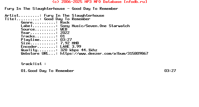 Fury_In_The_Slaughterhouse_-_Good_Day_To_Remember-Single-WEB-2022