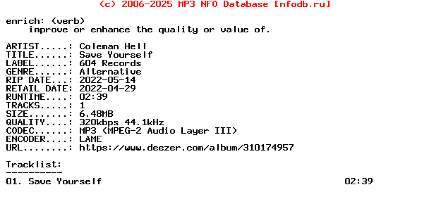 Coleman_Hell-Save_Yourself-Single-WEB-2022