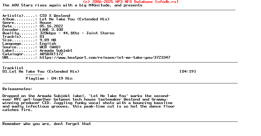 Cid_X_Westend-Let_Me_Take_You_(EXTENDED_MIX)-(ARSBJKT172)-Single-WEB-2022