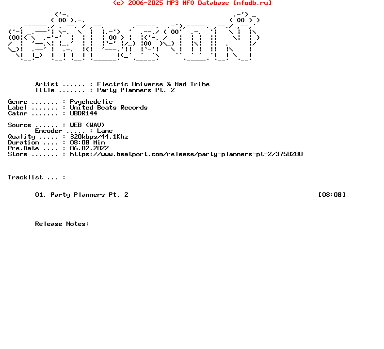 Electric_Universe_And_Mad_Tribe-Party_Planners_Pt._2-(UBDR144)-Single-WEB-2022-FALCON