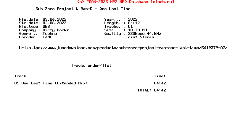 Sub_Zero_Project_And_Ran-D_-_One_Last_Time-(DWX1202)-Single-WEB-2022