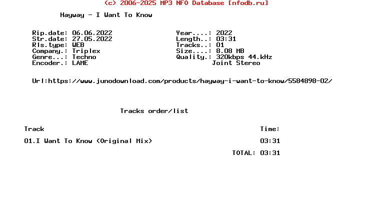 Hayway_-_I_Want_To_Know-(TR083)-Single-WEB-2022