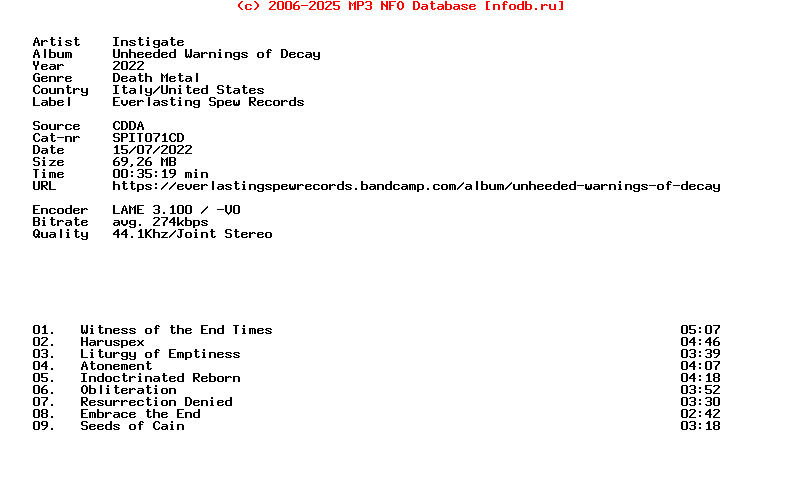 Instigate-Unheeded_Warnings_Of_Decay-CD-2022