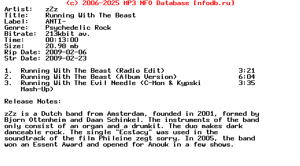 Zzz-Running_With_The_Beast-(PROMO_CDM)-2009