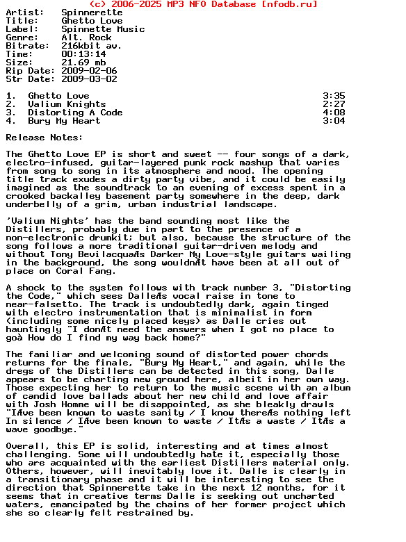 Spinnerette-Ghetto_Love-(ADVANCE_EP)-2009