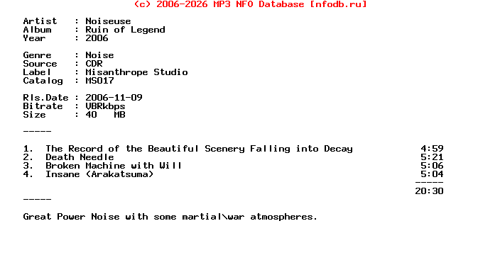 Noiseuse-Ruin_Of_Legend-CDR-2006