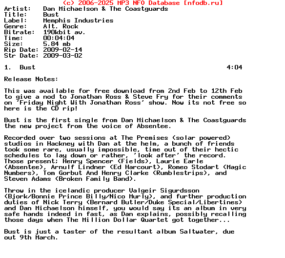 Dan_Michaelson_And_The_Coastguards-Bust-(PROMO_CDS)-2009-Dv8