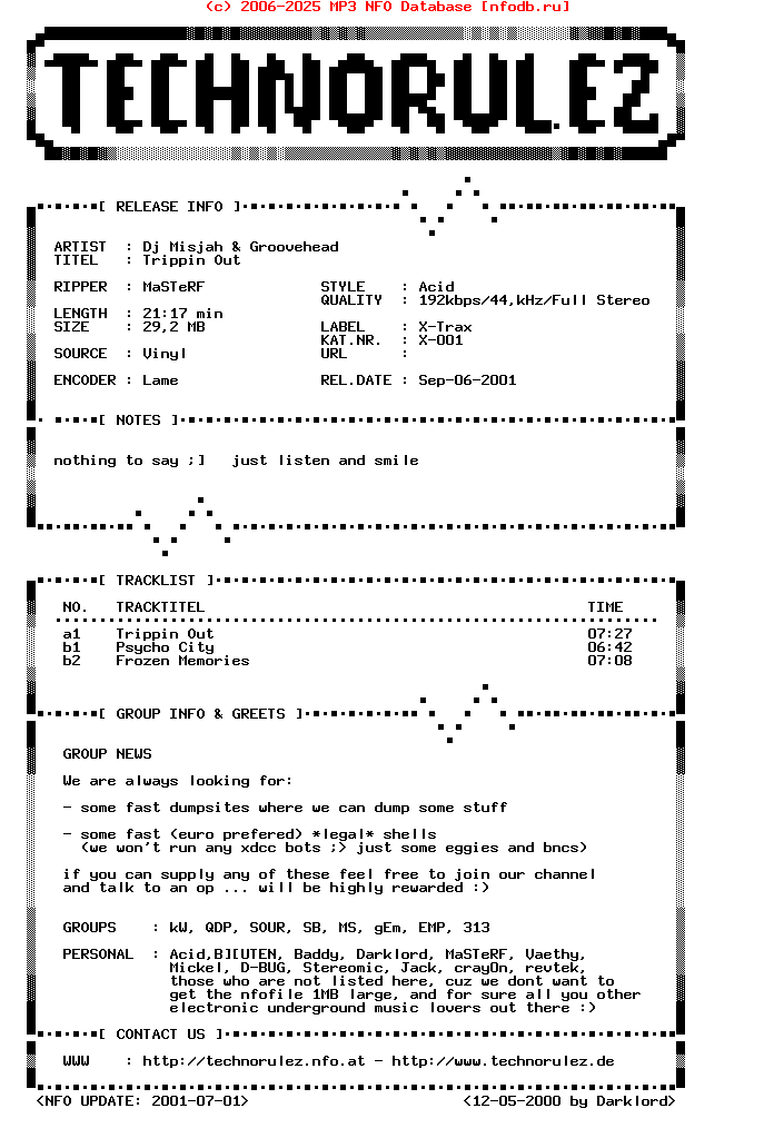 Dj_Misjah_And_Groovehead_-_Trippin_Out_(X-001)-VLS-1995-TR