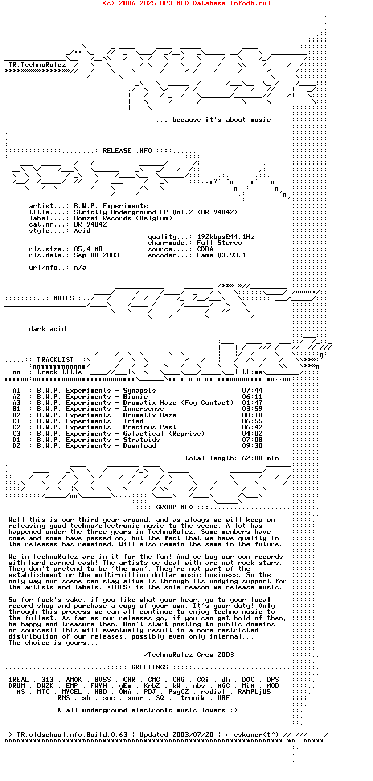 B.W.P._Experiments_-_Strictly_Underground_Ep_Vol.2_(BR_94042)-2Ep-1994-TR