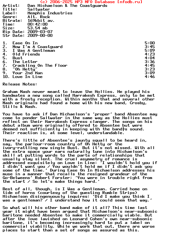 Dan_Michaelson_And_The_Coastguards-Saltwater-2009-Dv8