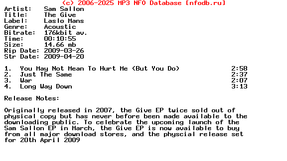 Sam_Sallon-The_Give-(EP)-2009