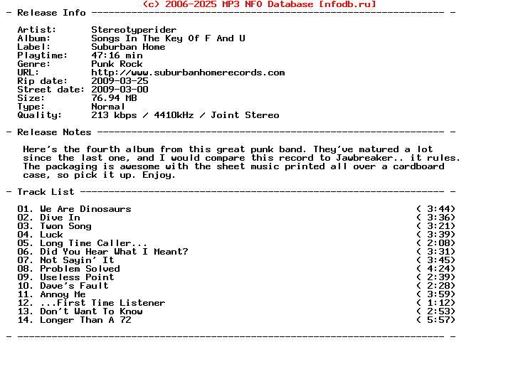 Stereotyperider-Songs_In_The_Key_Of_F_And_U-2009