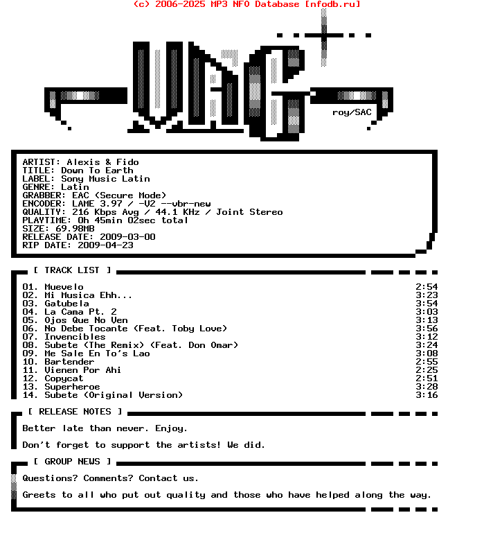 Alexis_And_Fido-Down_To_Earth-SP-2009