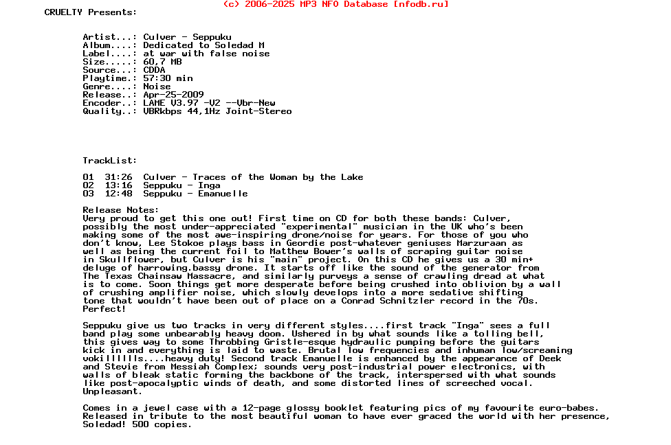 Culver_-_Seppuku_-_Dedicated_To_Soledad_Miranda-Split-CDR-2009-CRUELTY