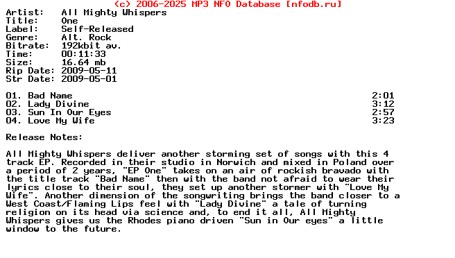 All_Mighty_Whispers-One-(PROMO_EP)-2009