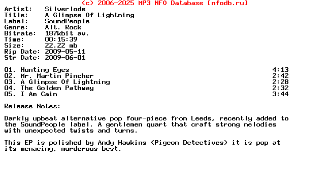 Silverlode-A_Glimpse_Of_Lightning-(PROMO_EP)-2009