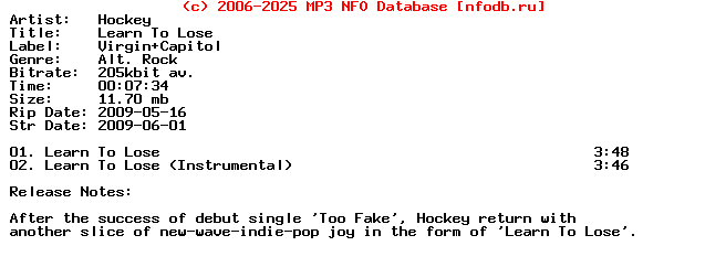 Hockey-Learn_To_Lose-(PROMO_CDS)-2009-Dv8