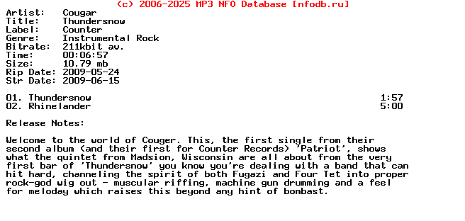 Cougar-Thundersnow-(PROMO_CDS)-2009-Dv8