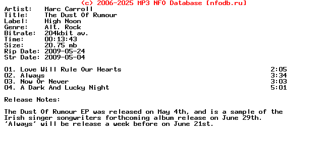 Marc_Carroll-The_Dust_Of_Rumour-(PROMO_EP)-2009-Dv8