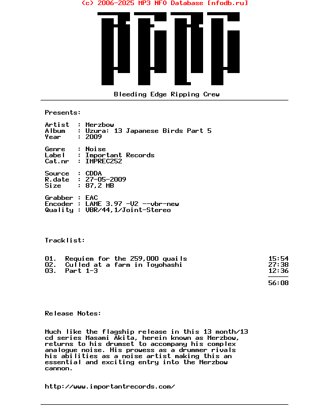 Merzbow-Uzura_13_Japanese_Birds_Part_5-2009-BERC