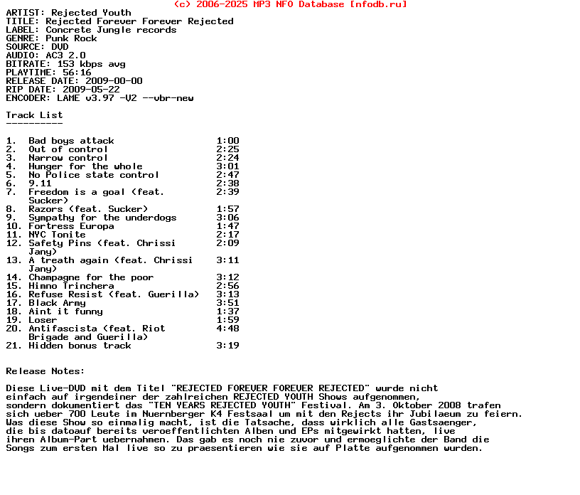 Rejected_Youth-Rejected_Forever_Forever_Rejected-DVD-2009